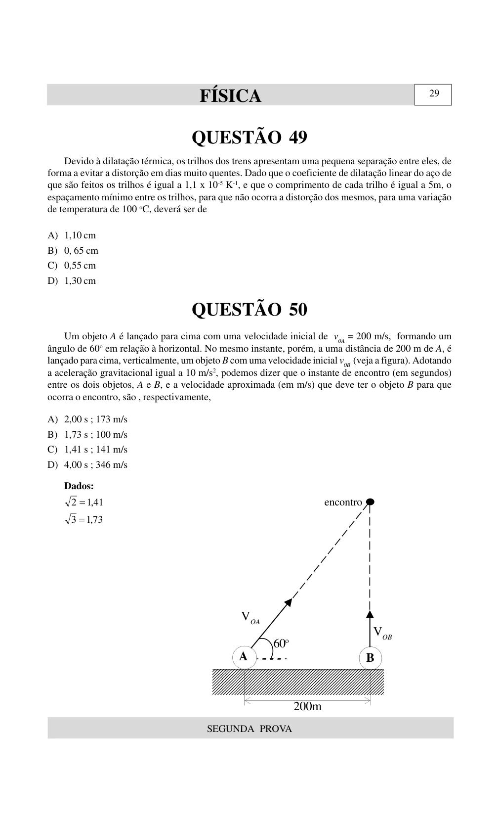 Página 43 do caderno UNIUBE 2001.2, com a questão 48 e suas figuras.