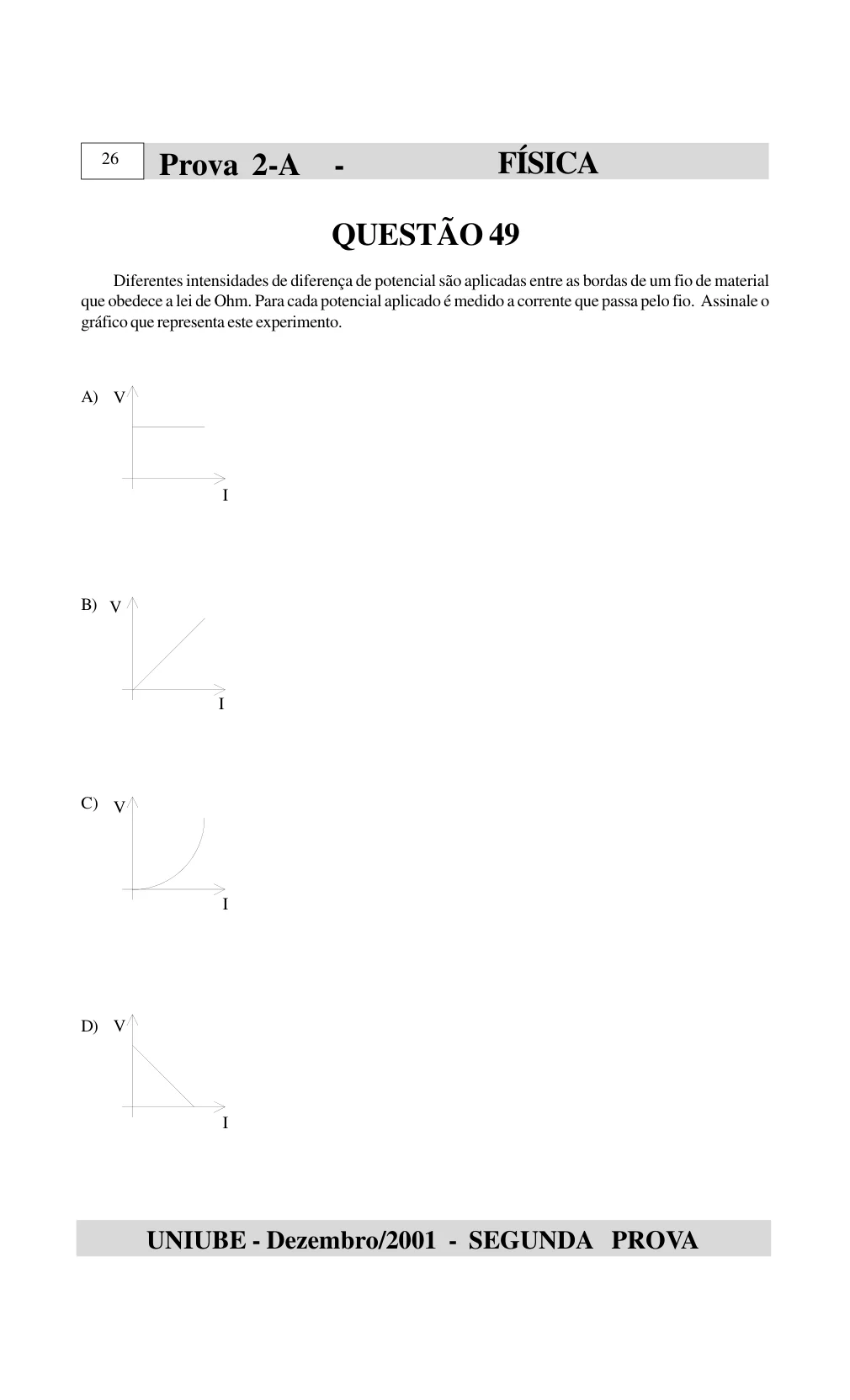 Página 45 do caderno UNIUBE 2002.1, com a questão 48 e suas figuras.