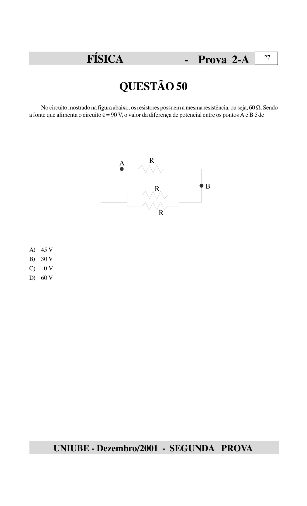 Página 46 do caderno UNIUBE 2002.1, com a questão 49 e suas figuras.