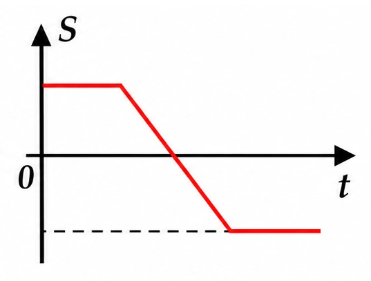 Alternativa e — gráfico posição × tempo