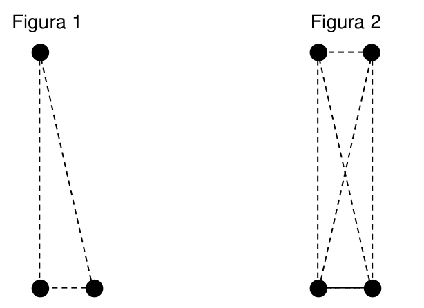 Três massas nos vértices de um triângulo e quatro massas nos vértices de um retângulo.