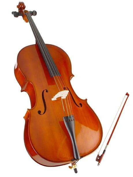 Violoncelo e arco, ilustração original da questão sobre cordas vibrantes