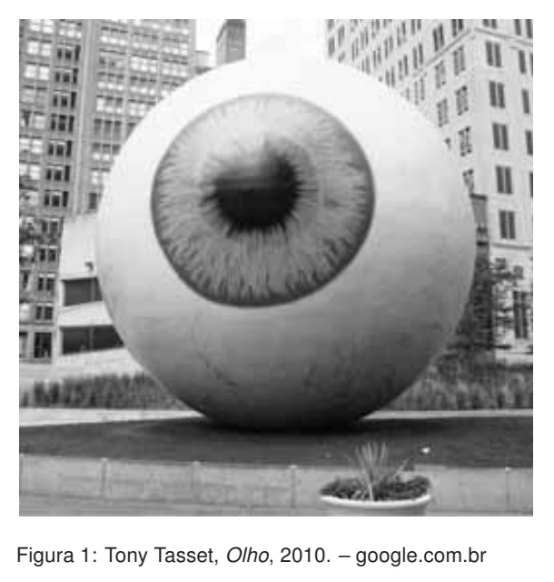 Escultura Olho, de Tony Tasset, com pupila e íris.