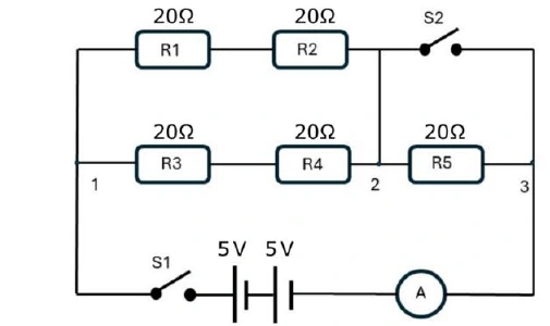 Circuito elétrico da questão 42 da UEPG Vestibular 2025