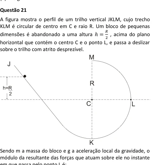 Trilho vertical JKLM da questão 21