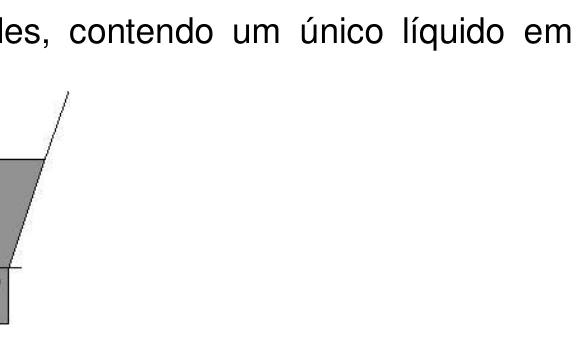 Tubo de formato irregular com um único líquido em equilíbrio e os pontos A, B, C e D sobre a mesma linha horizontal