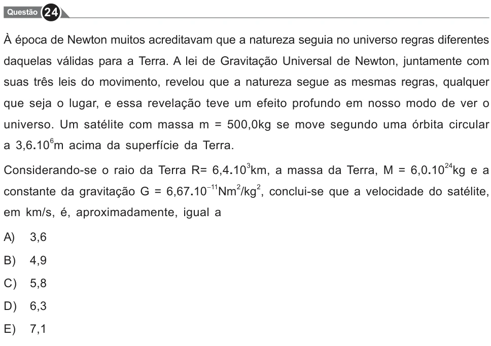 Recorte original da questão 24, parte 1. Enunciado e alternativas transcritos acima.