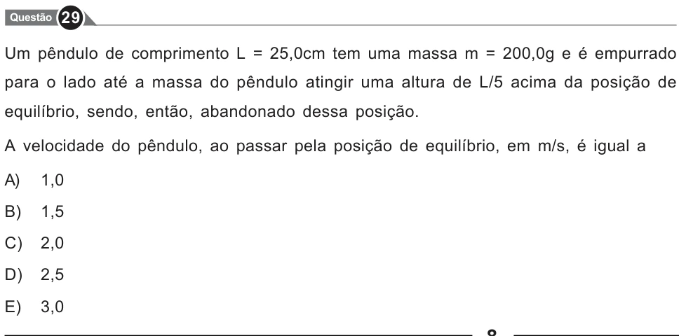 Recorte original da questão 29, parte 1. Enunciado e alternativas transcritos acima.