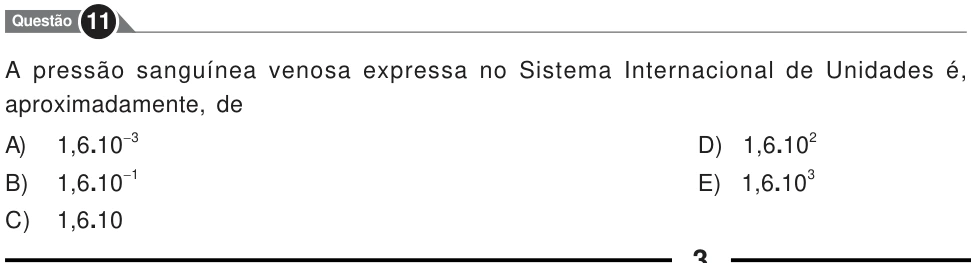 Recorte original da questão 11, parte 1. Enunciado e alternativas transcritos acima.