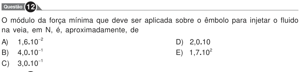 Recorte original da questão 12, parte 1. Enunciado e alternativas transcritos acima.