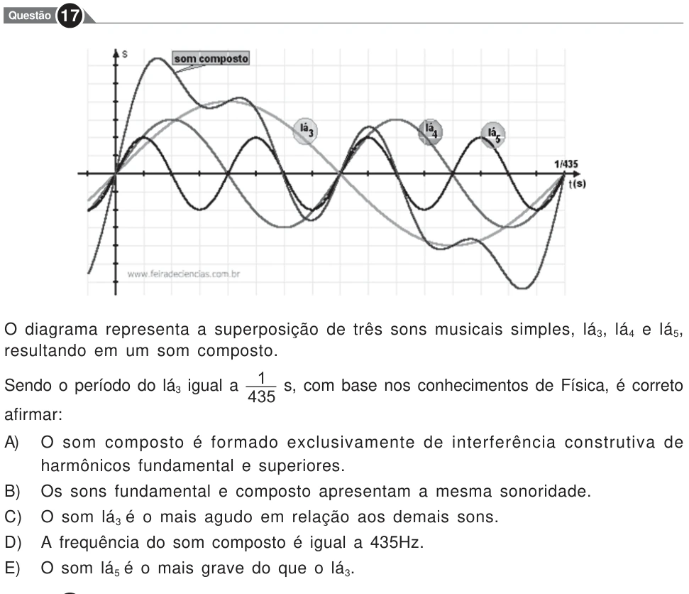 Recorte original da questão 17, parte 1. Enunciado e alternativas transcritos acima.