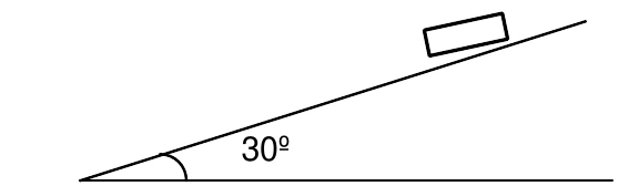 Plano inclinado de 30° com a horizontal e um bloco no alto da rampa.