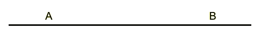 Linha reta horizontal com os pontos A (à esquerda) e B (à direita).