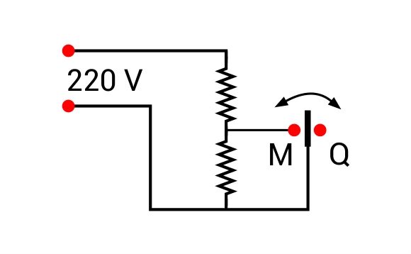 Alternativa E: esquema elétrico do chuveiro nas posições quente e morna