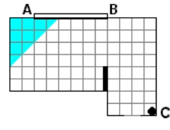 Alternativa A: Região triangular superior junto ao espelho