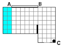 Alternativa D: Faixa vertical junto à parede esquerda
