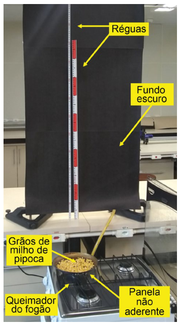 Montagem experimental para medir o voo das pipocas