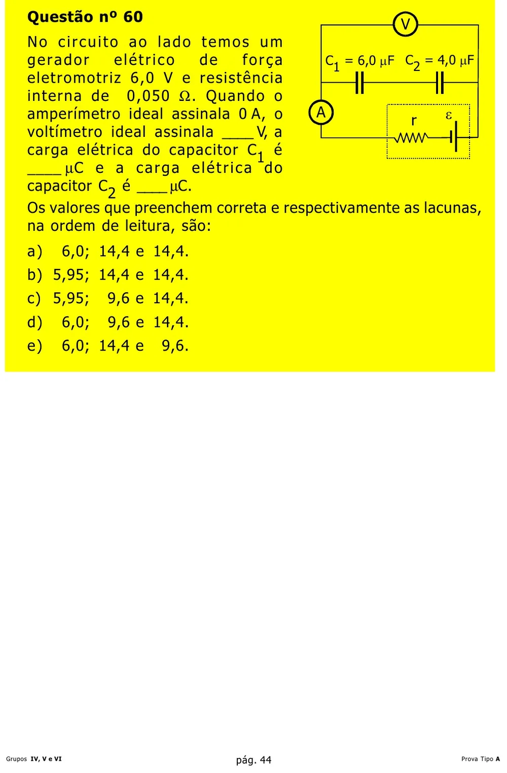 Questão 60 — Grupos IV, V e VI — Mackenzie 2002.1
