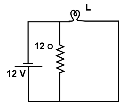 Alternativa D: lâmpada em paralelo com resistor de 12 ohms e bateria de 12 volts.