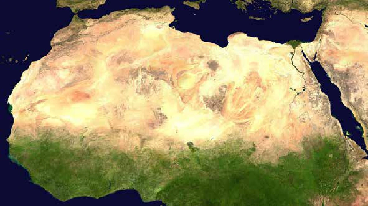Imagem de satélite do deserto do Saara.