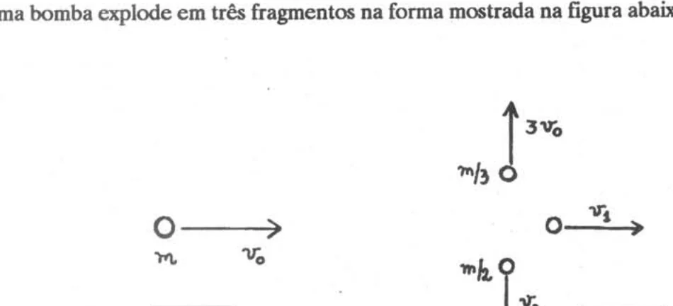 Bomba antes e depois da explosão em três fragmentos