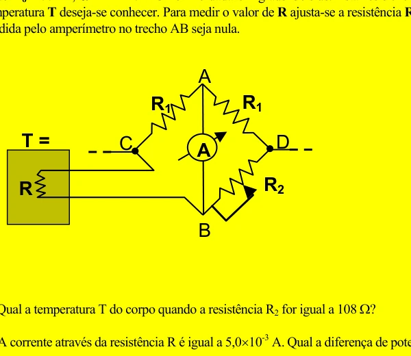 Ponte de Wheatstone para medida de temperatura