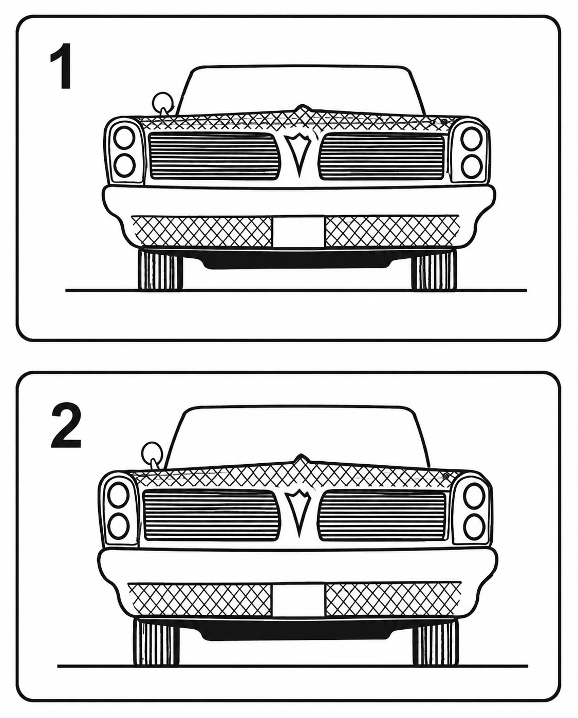 Imagens de um carro em retrovisor curvo e plano
