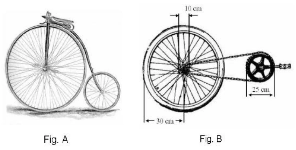 Biciclo de Michaux e bicicleta com transmissão por corrente
