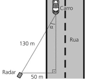 Radar instalado ao lado da via formando um triângulo com o carro