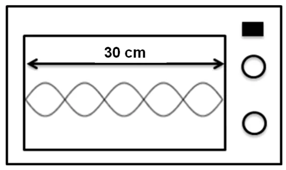 Forno de micro-ondas com padrão de ondas estacionárias