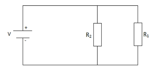 Fonte de 30 V conectada a dois resistores em paralelo; R1 vale 2 ohms.