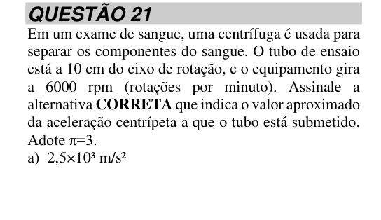 Questão 21, recorte original 1; enunciado e alternativas transcritos nesta página.