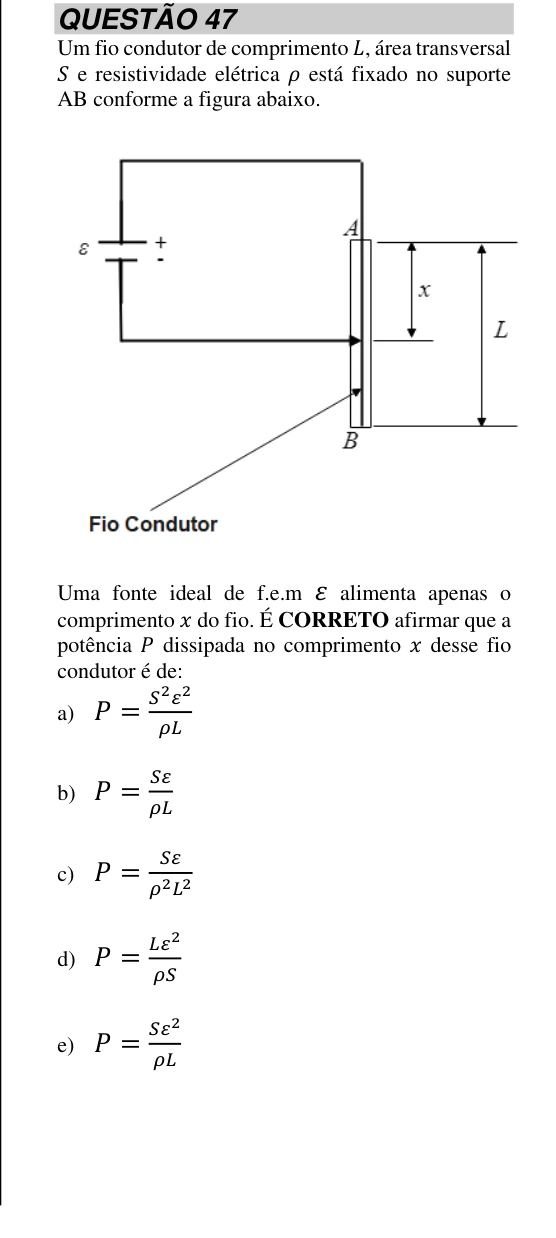 Questão 47, recorte original 1; enunciado e alternativas transcritos nesta página.