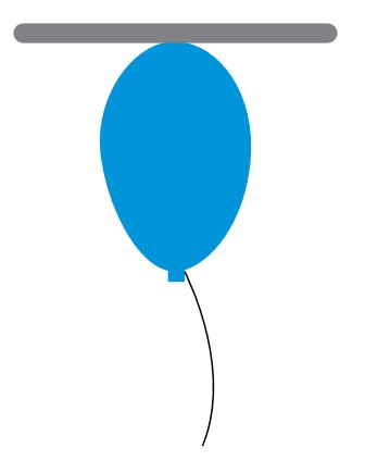 Balão de gás preso ao teto de uma sala