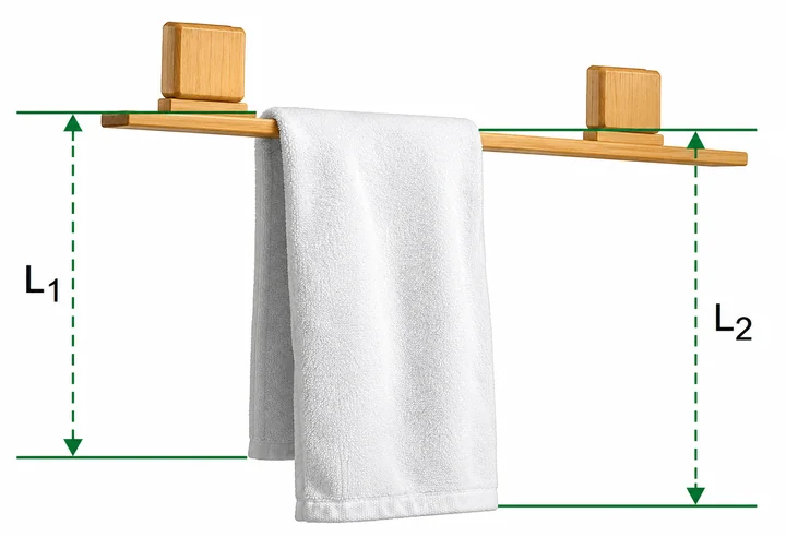 Toalha retangular e homogênea apoiada em um suporte horizontal com partes pendentes L1 e L2