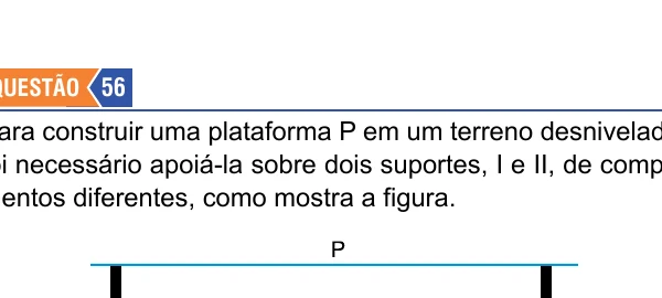 Plataforma horizontal apoiada em dois suportes de comprimentos diferentes
