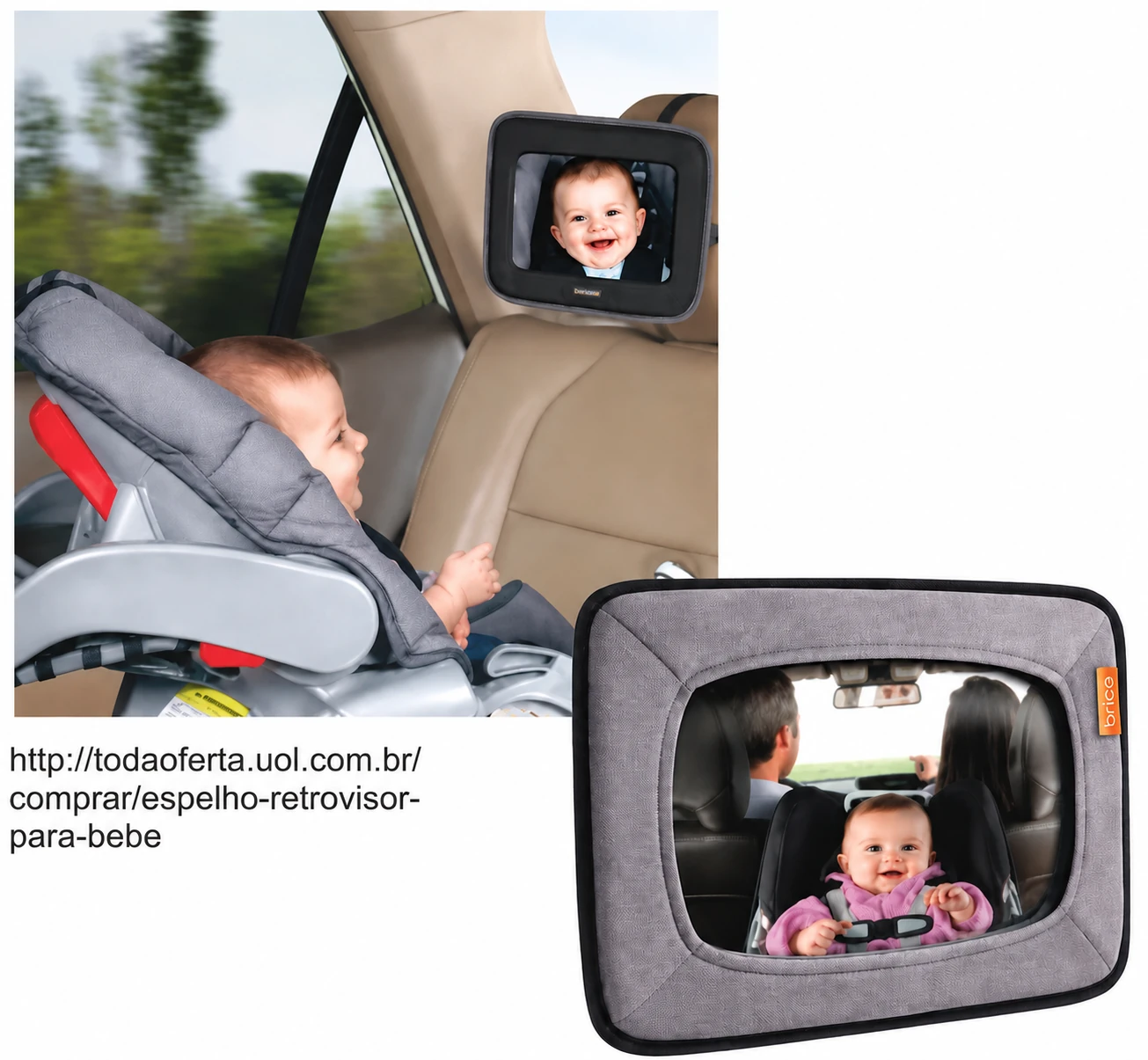Espelho retrovisor para bebê instalado no banco traseiro