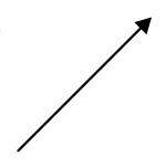 Vetor diagonal para cima e para a direita.