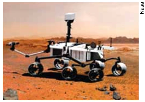 Representação artística do jipe Opportunity explorando a superfície de Marte
