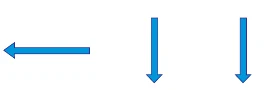 Três setas: horizontal para a esquerda, vertical para baixo e vertical para baixo