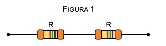 Figura 1: dois resistores iguais, de resistência R, ligados em série