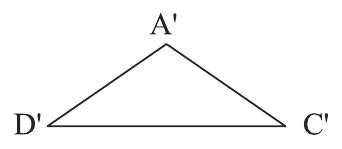 Alternativa A: triângulo A'C'D' com A' acima e base D'C' horizontal