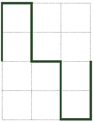 Alternativa A: um quadradinho para cima na primeira coluna, nível zero na segunda e um quadradinho para baixo na terceira