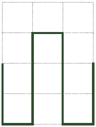 Alternativa B: um quadradinho para baixo na primeira coluna, um quadradinho para cima na segunda e um quadradinho para baixo na terceira
