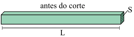 Condutor em forma de paralelepípedo alongado, de comprimento L e área de seção transversal S, antes do corte