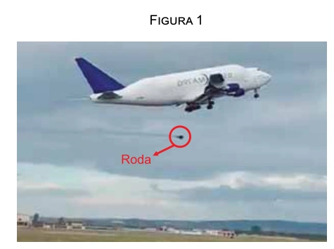 Figura 1: avião Boeing 747 Dreamlifter após perder uma roda do trem de pouso