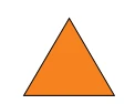 Símbolo triangular com vértice para cima apresentado ao espelho.